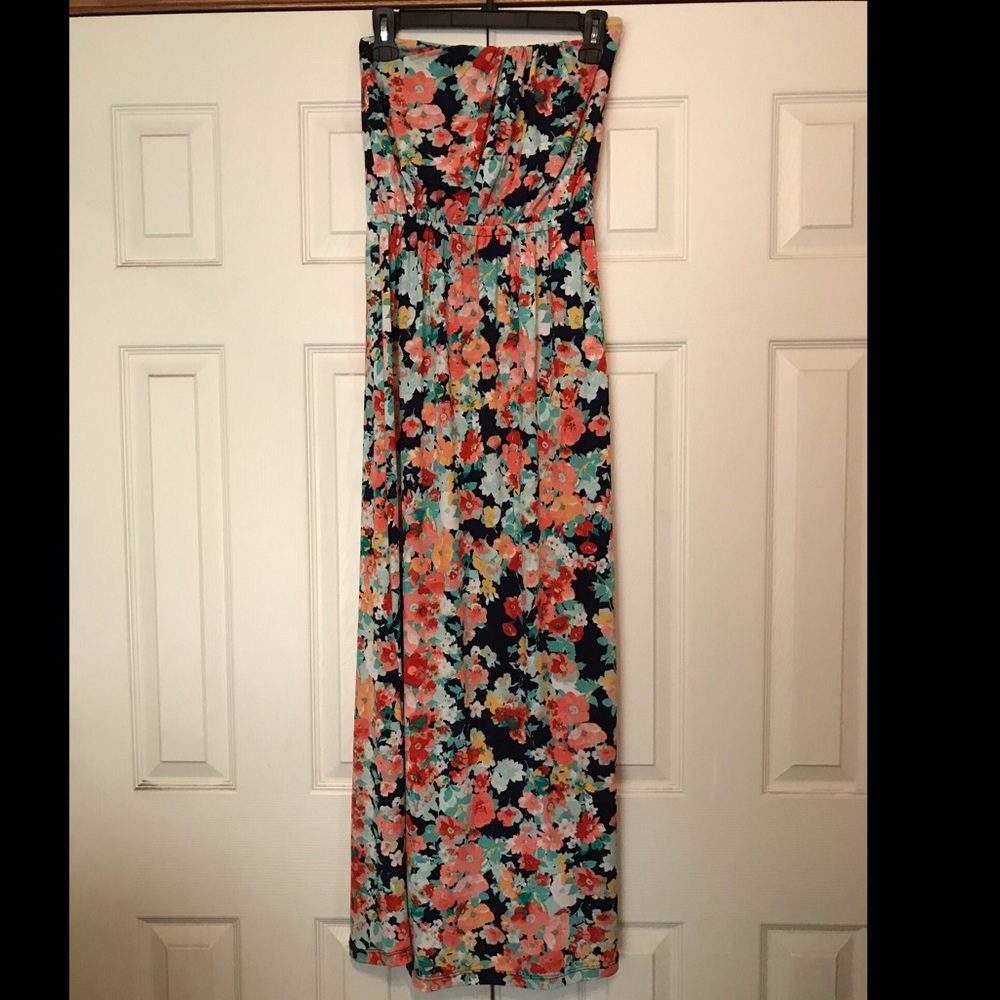 Floral Strapless Maxi Dress